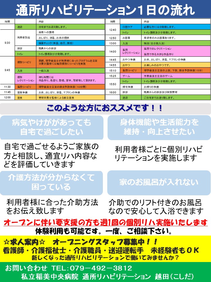 通所リハビリテーションリニューアルオープンに伴い利用者募集中！！